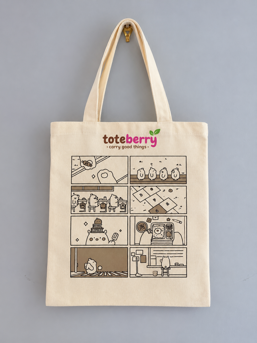 Comic Style Embroidered Canvas Tote Bag - Kawaii Pop Art Aesthetic Bag