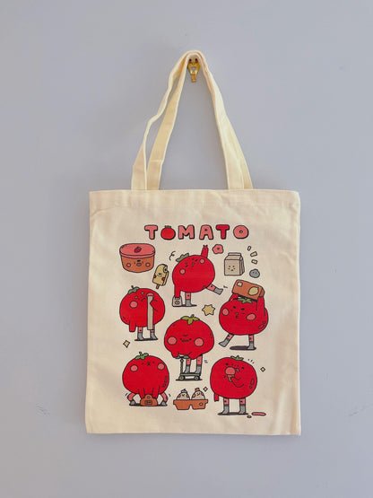 Kawaii Tomato Ice Cream Scooter Canvas Tote Bag-Playful Aesthetic Bag