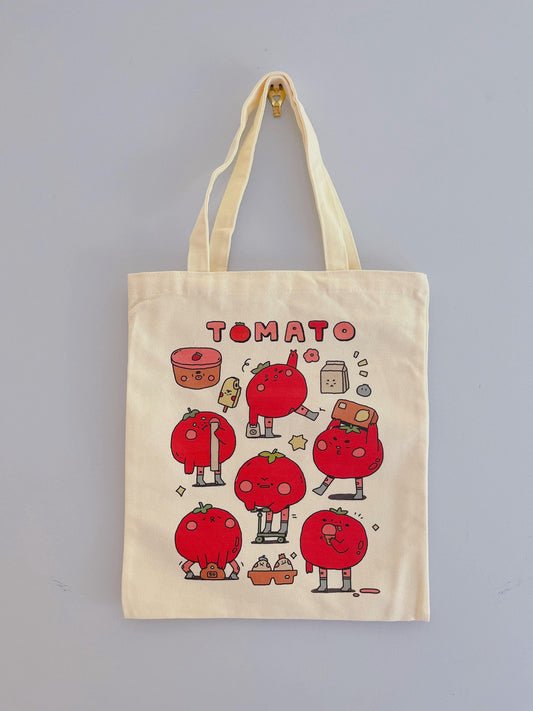 Kawaii Tomato Ice Cream Scooter Canvas Tote Bag-Playful Aesthetic Bag