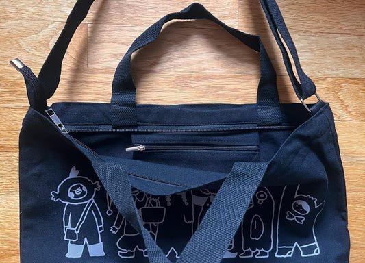 Clown University Messenger Bag - Kawaii Black Canvas Laptop Bag