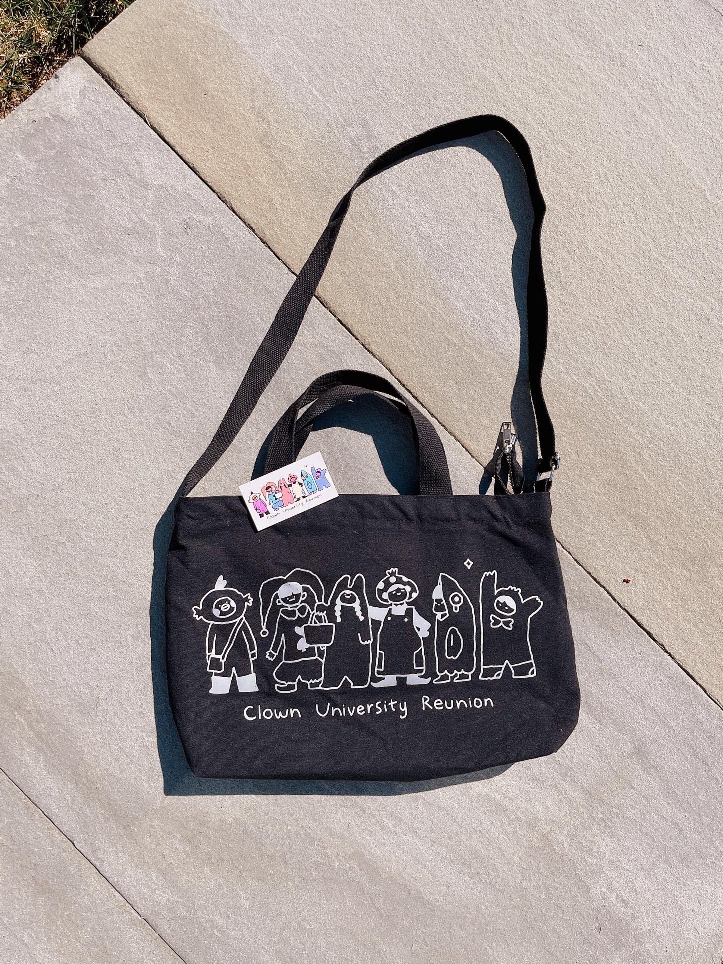 Clown University Messenger Bag - Kawaii Black Canvas Laptop Bag