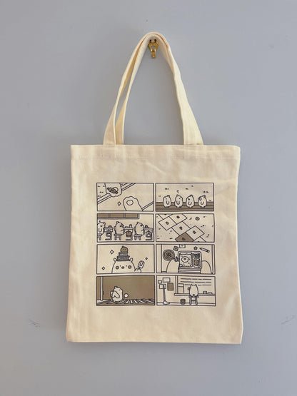 Comic Style Embroidered Canvas Tote Bag - Kawaii Pop Art Aesthetic Bag