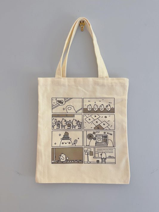 Comic Style Embroidered Canvas Tote Bag - Kawaii Pop Art Aesthetic Bag