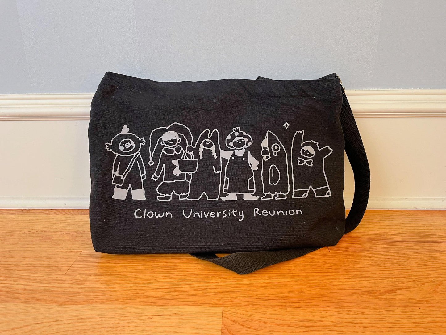 Clown University Messenger Bag - Kawaii Black Canvas Laptop Bag