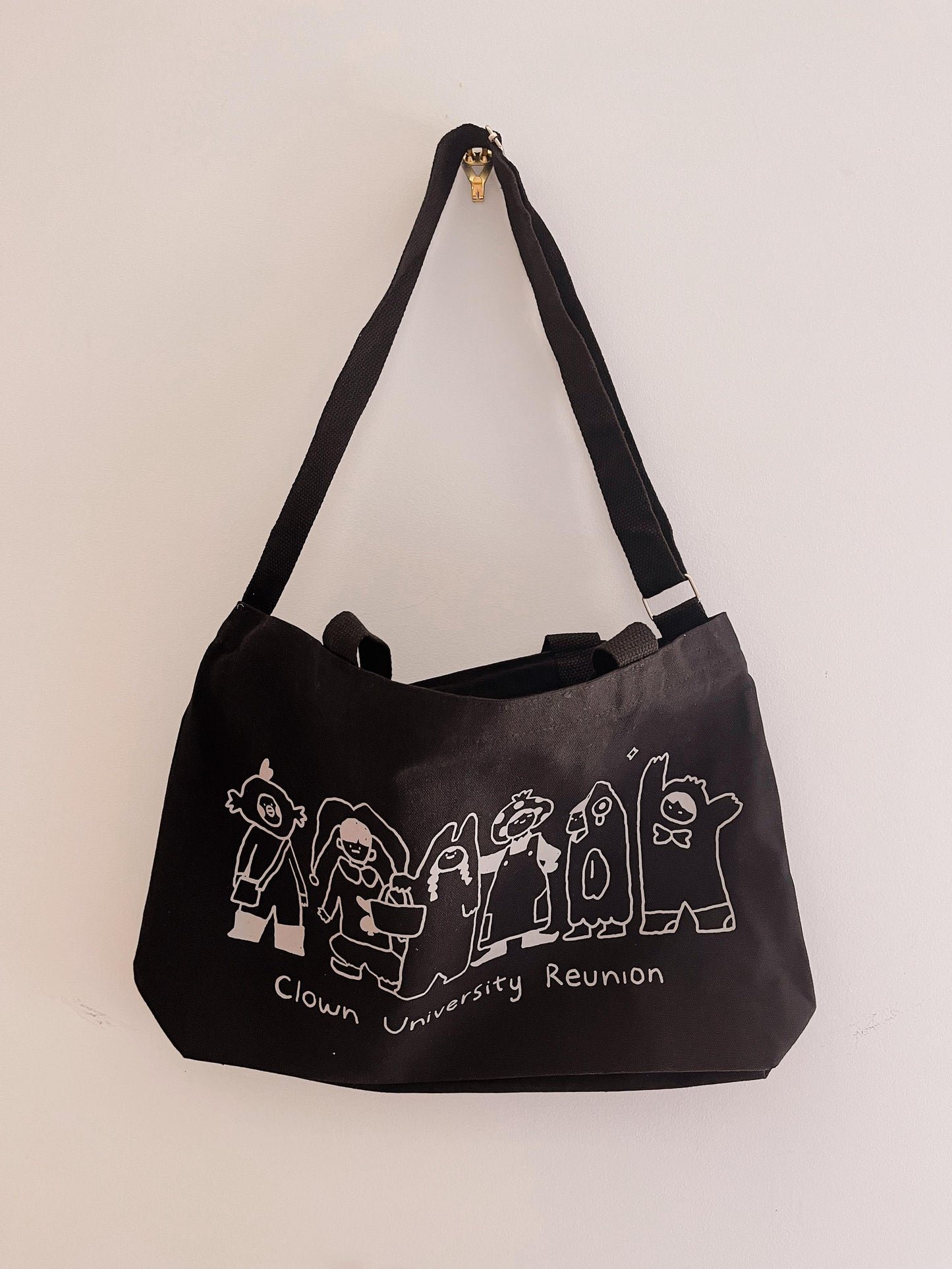 Clown University Messenger Bag - Kawaii Black Canvas Laptop Bag